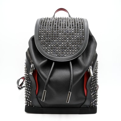 Christian Louboutin(クリスチャン・ルブタン)Explorafunk エクスプローラーファンク バックパック リュック スパイクスタッズ ブラック レザー シルバー金具 メンズ【中古】