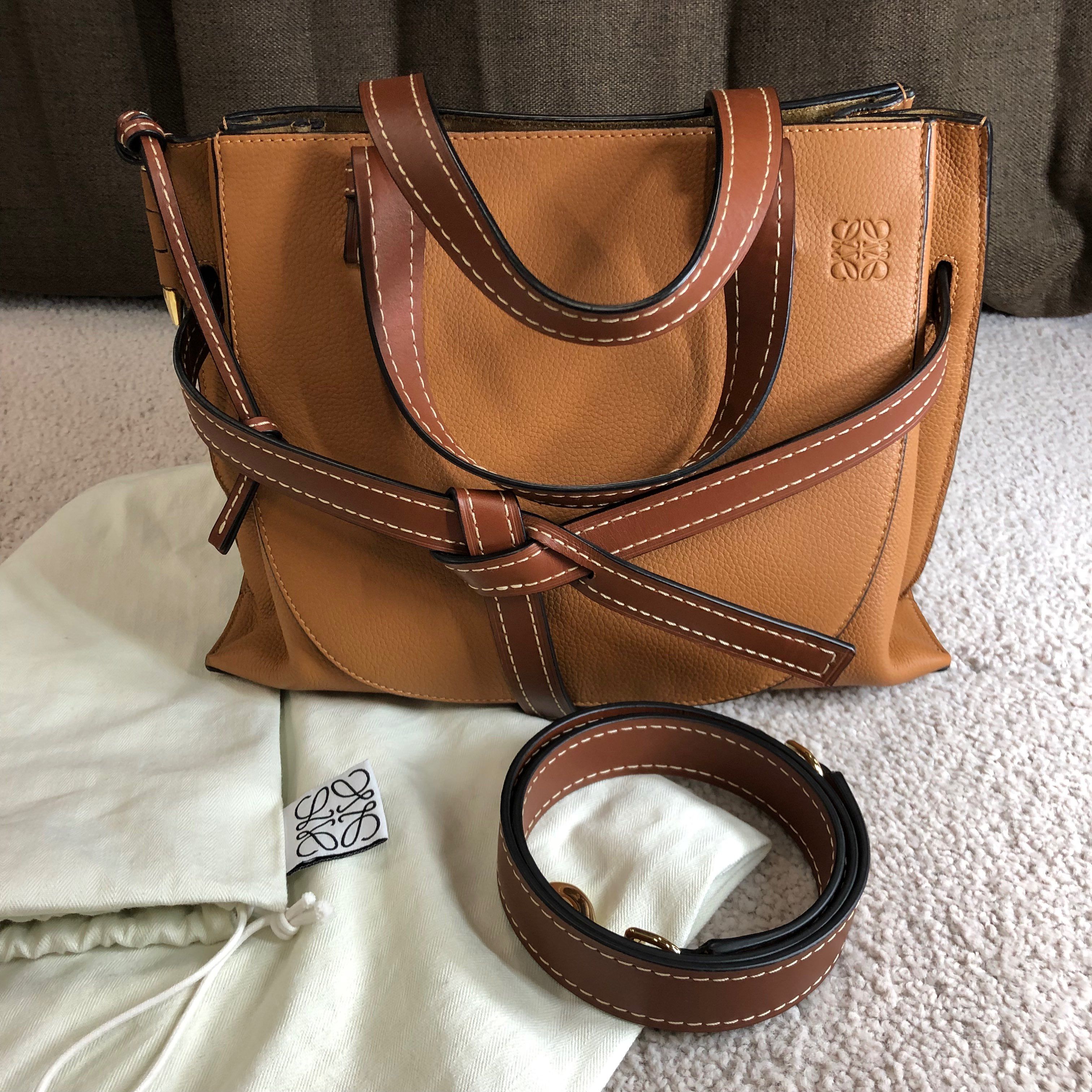 LOEWE Small Gate Top Handle Bag In Soft Grained Calfskin "Light Caramel / Pecan"