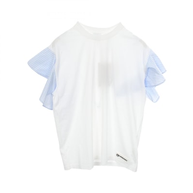 バーバリー BURBERRY ストライプ フリル袖 半袖Tシャツ 衣料品 トップス コットン レディース ホワイト系 / ブルー系 8029573 【中古】