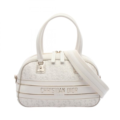 ディオール Dior ヴァイヴ ボーリングバッグ ハンドバッグ バッグ レザー レディース ホワイト系 / ゴールド系 M62040DDT 【中古】