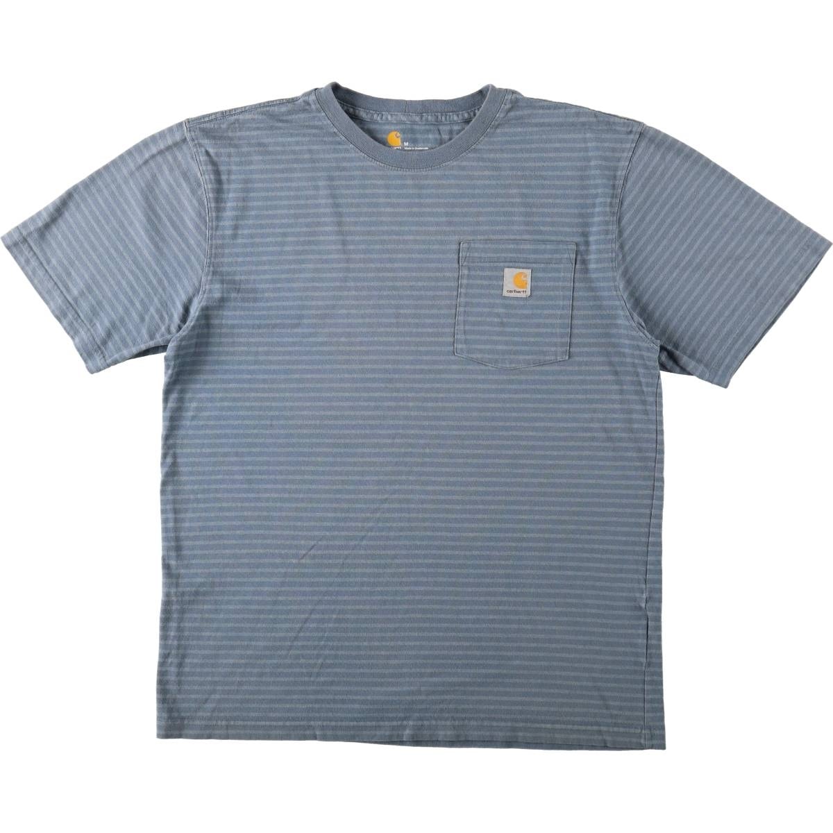 古着 カーハート Carhartt ORIGINAL FIT ボーダー柄 半袖 ワンポイントロゴポケットTシャツ メンズM相当/eaa672076