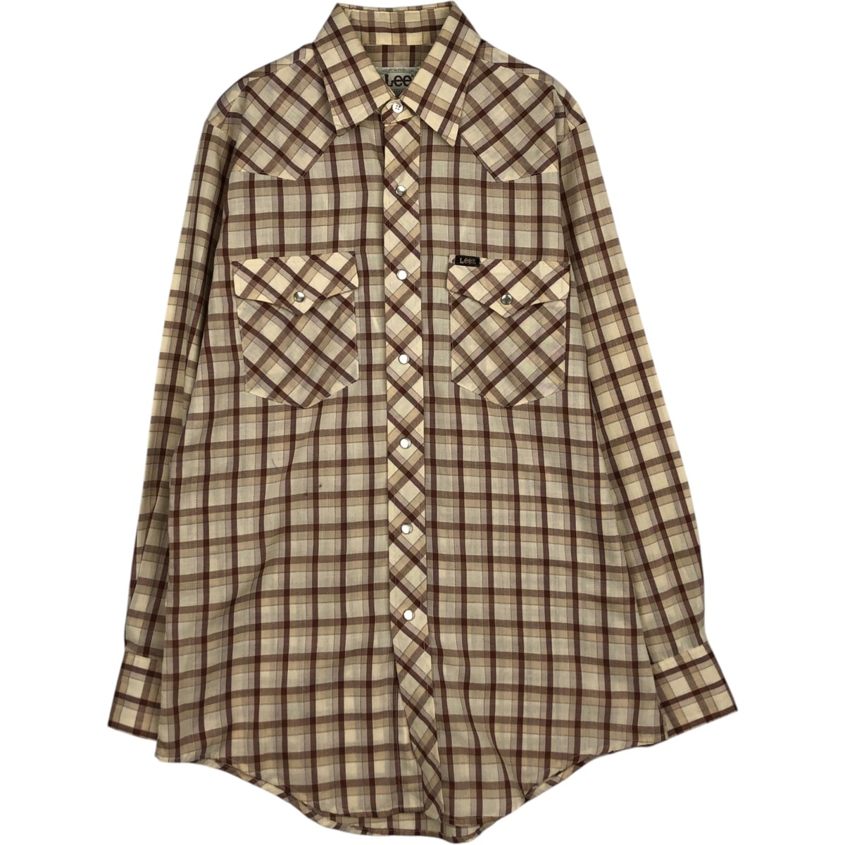 古着 70年代 リー Lee 長袖 ウエスタンネルチェックシャツ USA製 メンズM相当 ヴィンテージ/eaa478109