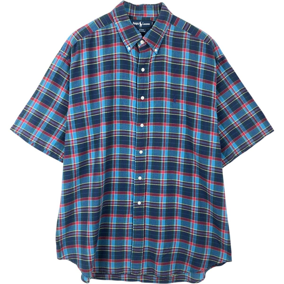 古着 ラルフローレン Ralph Lauren BLAKE 半袖 ボタンダウン チェックシャツ メンズXL相当/eaa623600
