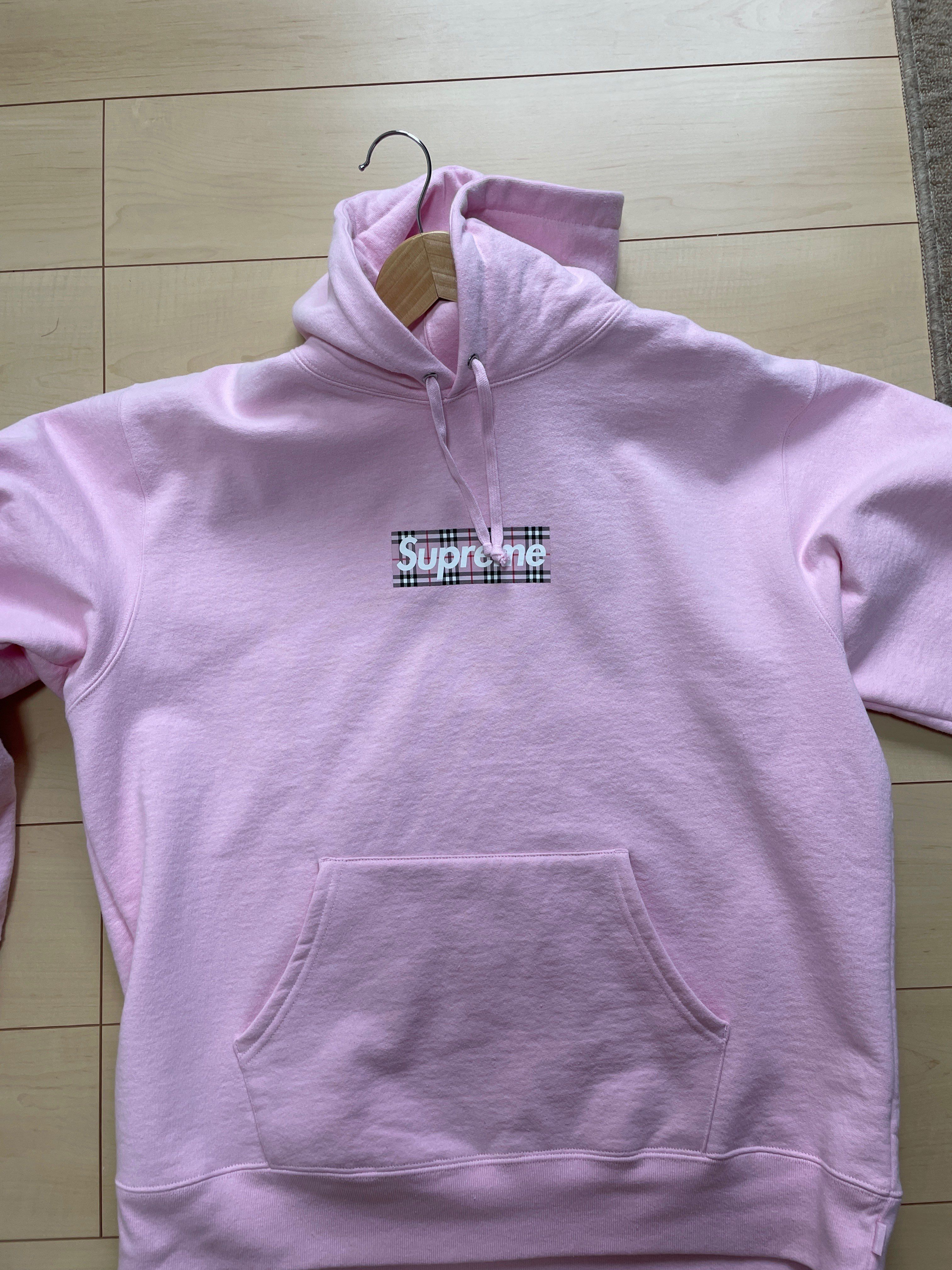 Supreme / Burberry Box Logo Hooded Sweatshirt "Pink"