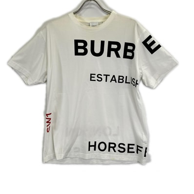 バーバリー 8017103 ホワイト ホースフェリープリント コットン オーバーサイズ Tシャツ S