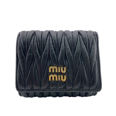 ミュウミュウ MIUMIU 三つ折り財布 マテラッセ 5MH033 ブラック