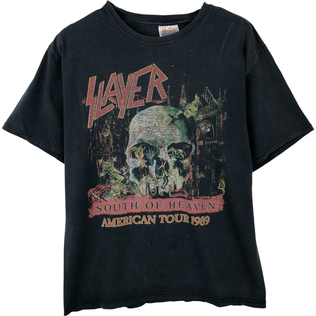 古着 ヘインズ Hanes SLAYER スレイヤー バンドTシャツ バンT メンズM相当/eaa615540