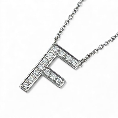TIFFANY&Co. ティファニー ネックレス ジュエリー アクセサリー レター イニシャル F Pt950プラチナ ダイヤモンド シルバー レディース 約3.4g 美品【中古品】
