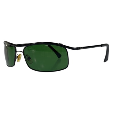 美品 Ray-Ban レイバン ブラック 黒 グリーン プラスチック サングラス スクエア 600639 【中古】
