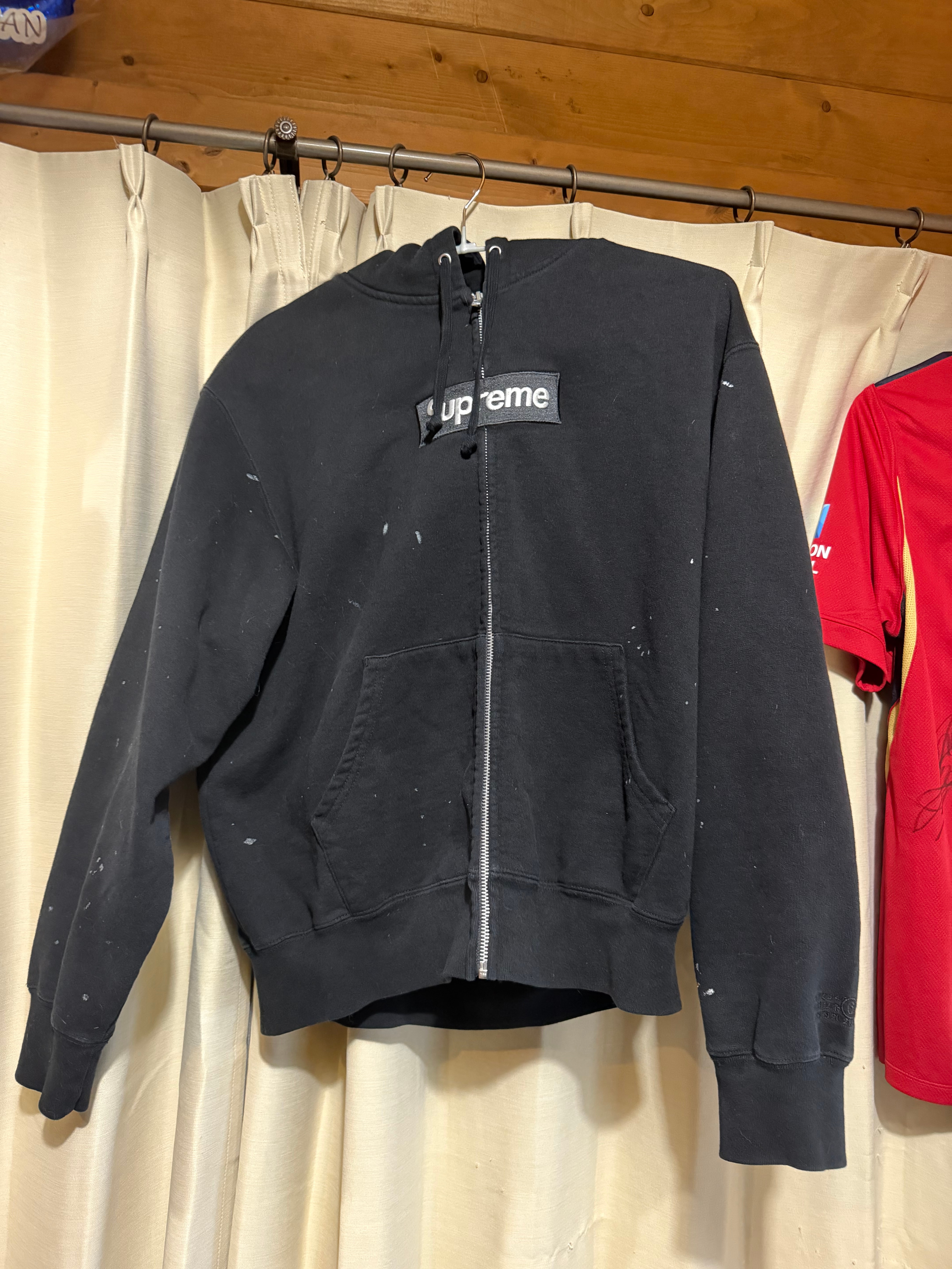 Supreme x MM6 Maison Margiela Box Logo Zip Up Hooded Sweatshirt "Black"