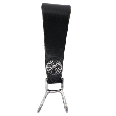 CHROME HEARTS クロムハーツ(原本無) その他アクセサリー BELT LOOP クロスボール ボタン レザー ベルトループ ブラック系 シルバー系【中古】