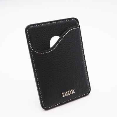 美品 Dior ディオール Saddle マグネット カードホルダー 2ADCH168YKK_H00N カードケース ブラック グレインカーフレザー メンズ
