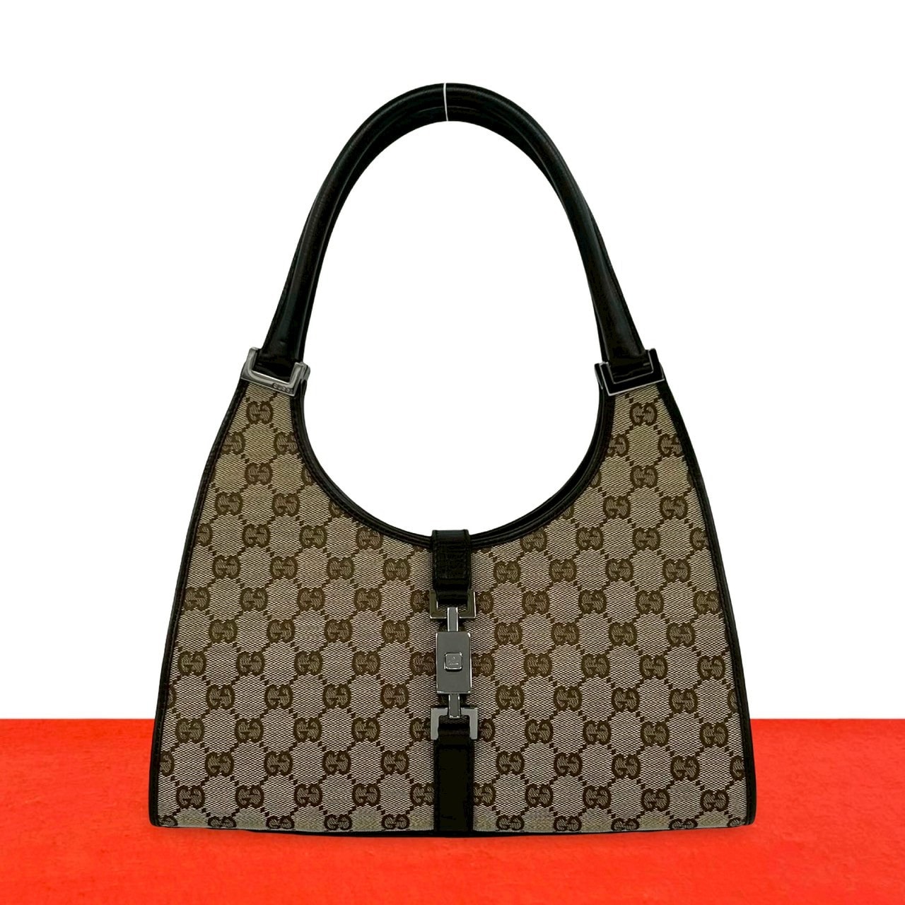 GUCCI グッチ ジャッキー キャンバス レザー ショルダーバッグ ベージュ
 42552