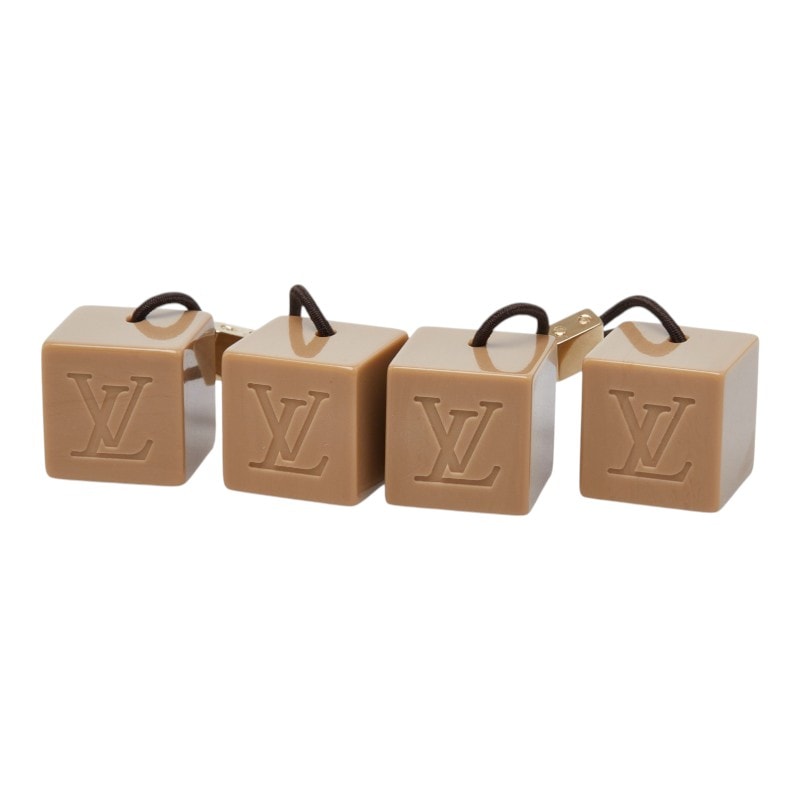 ルイ ヴィトン アンクルージョン キューブ ヘアゴム ヘアアクセサリー 2個セット ベージュ プラスチック レディース LOUIS VUITTON 【中古】