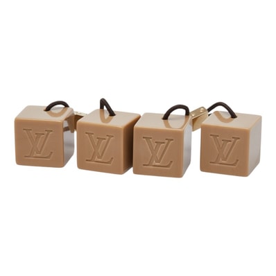 ルイ ヴィトン アンクルージョン キューブ ヘアゴム ヘアアクセサリー 2個セット ベージュ プラスチック レディース LOUIS VUITTON 【中古】