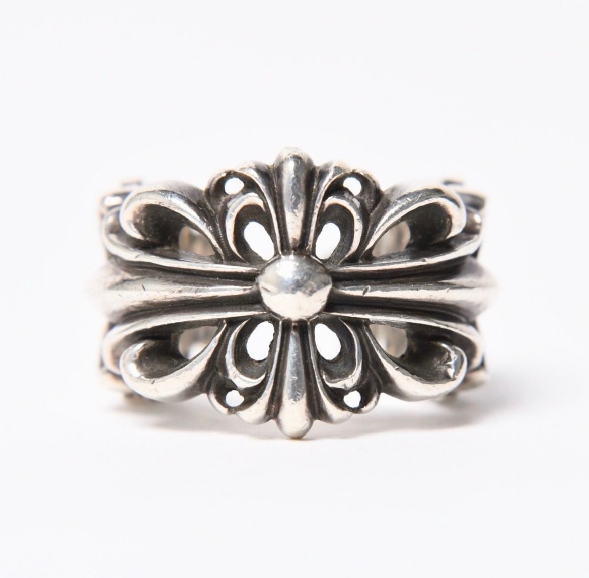 Chrome Hearts Double Floral Cross Ring "Silver"