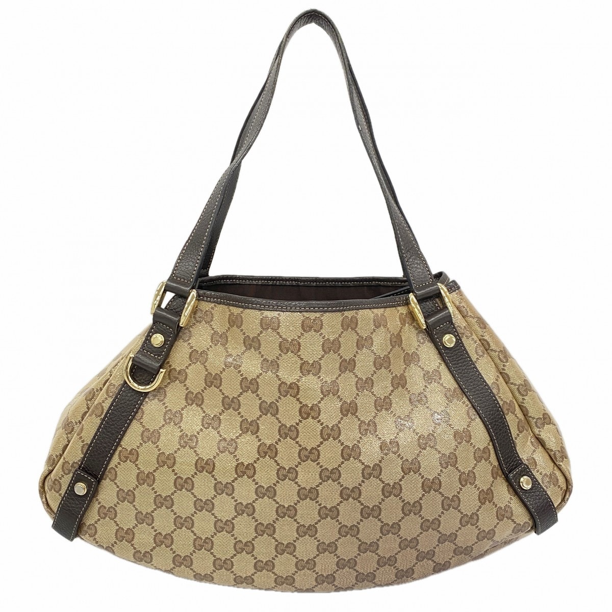 【6dc3530-k】グッチ トートバッグ GGクリスタル アビー 293578 コーティングキャンバス ベージュ ブラウン シャンパンゴールド金具【中古】レディース