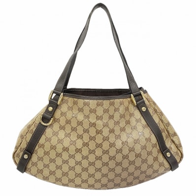 【6dc3530-k】グッチ トートバッグ GGクリスタル アビー 293578 コーティングキャンバス ベージュ ブラウン シャンパンゴールド金具【中古】レディース