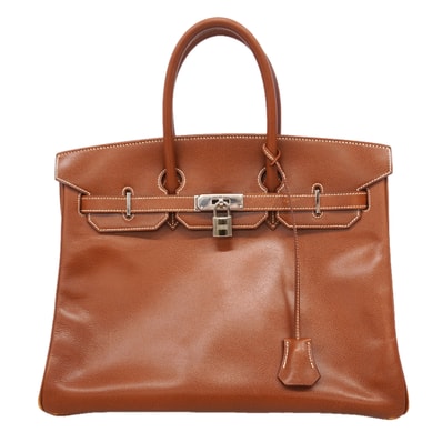 【6kd3865】エルメス ハンドバッグ バーキン35 ヴォーエプソン ノアゼット シルバー金具 □G刻印【中古】レディース