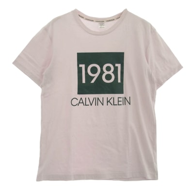CALVIN KLEIN カルバンクライン Tシャツ 1981 ロゴ プリント 半袖 Tシャツ ピンク系 S【中古】
