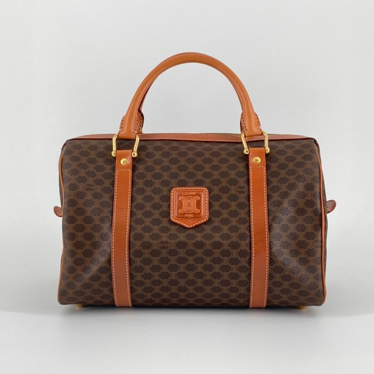 CELINE(セリーヌ) マカダム柄 ミニボストン ハンドバッグ ブラウン