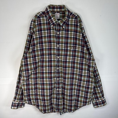 古着 ブルックスブラザーズ Brooks Brothers 長袖シャツ チェック 胸ポケ 346 XL ネイビー系 マルチカラー メンズ