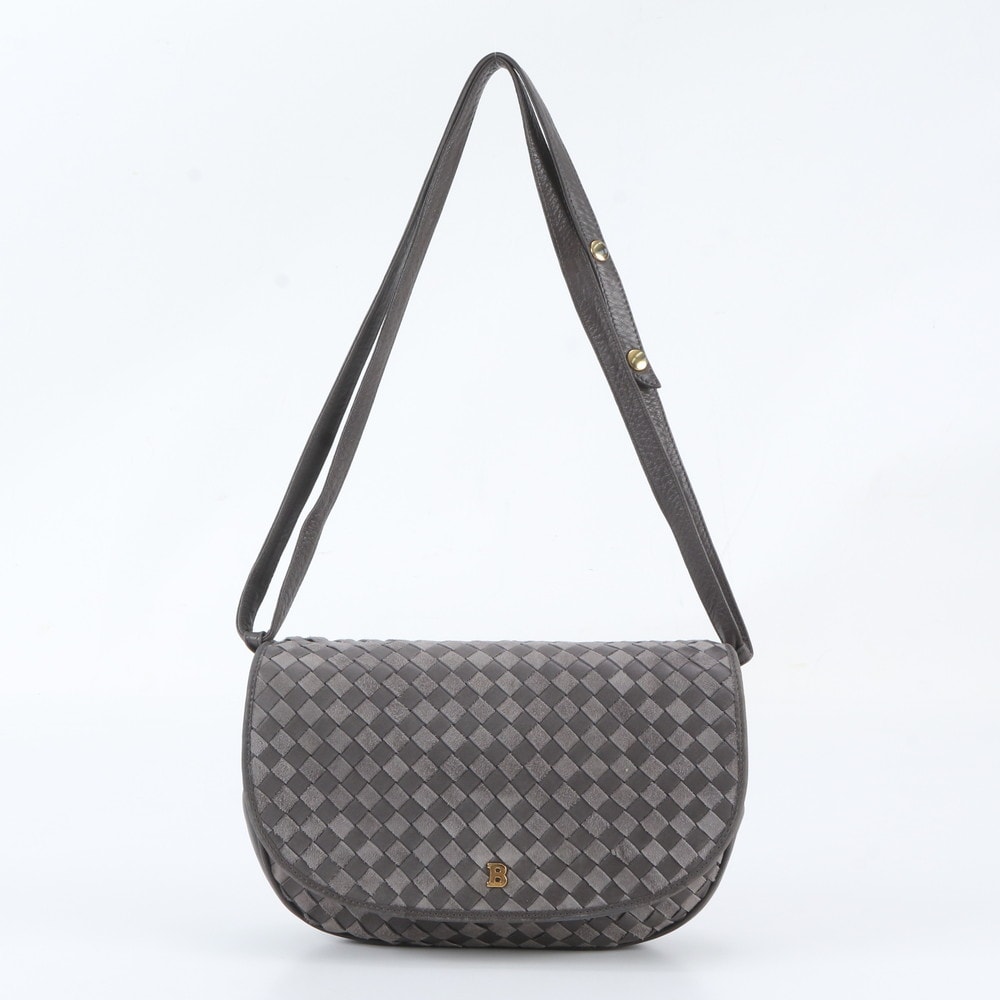 ■美品 バリー 編み込みショルダーバッグ レザー