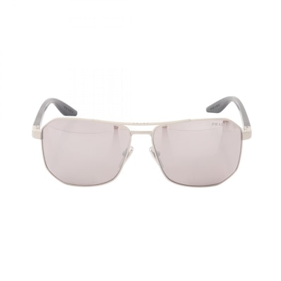 プラダスポーツ リネアロッサ PRADA SPORT LINEA ROSSA ティアドロップシェイプ サングラス 衣料品 ラバー メタル / プラスチック メンズ シルバー系 / ブラック系 【中古】