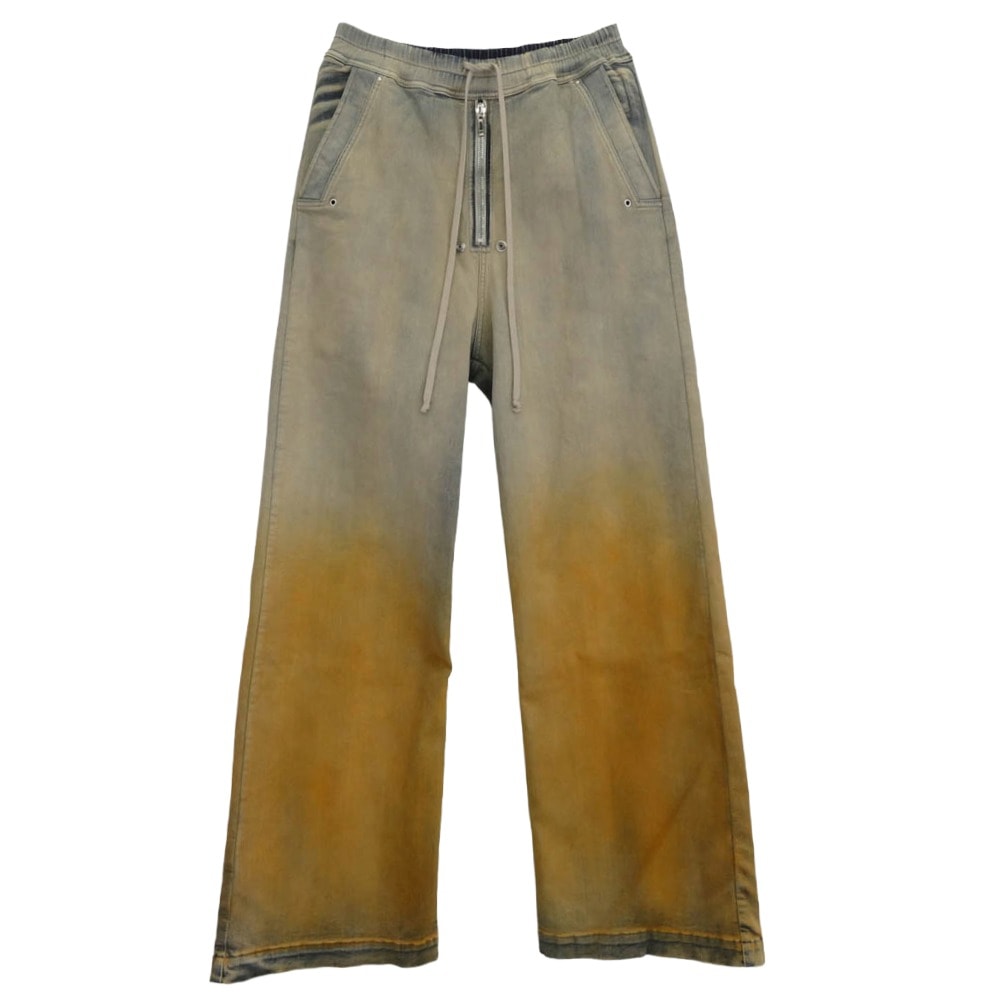 Rick Owens リックオウエンス パンツ 24SS DS01D1327-SKYDE DRKSHDW ダークシャドウ GETH BELAS ゲスベラワイド ドローコード ジーンズ デニムパンツ インディゴブルー系 オレンジ系 M【美品】【中古】