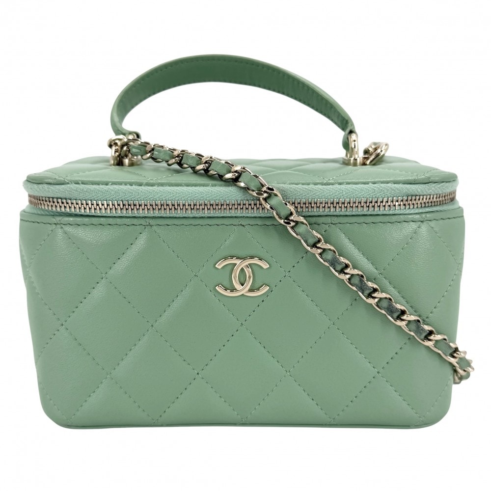 CHANEL シャネル 2WAY マトラッセ バニティバッグ チェーンショルダーバッグ ミニポシェット 肩掛け 斜め掛け ハンドバッグ ココマーク ラムスキン    グリーン 緑 ゴールド金具 レディース【中古品】