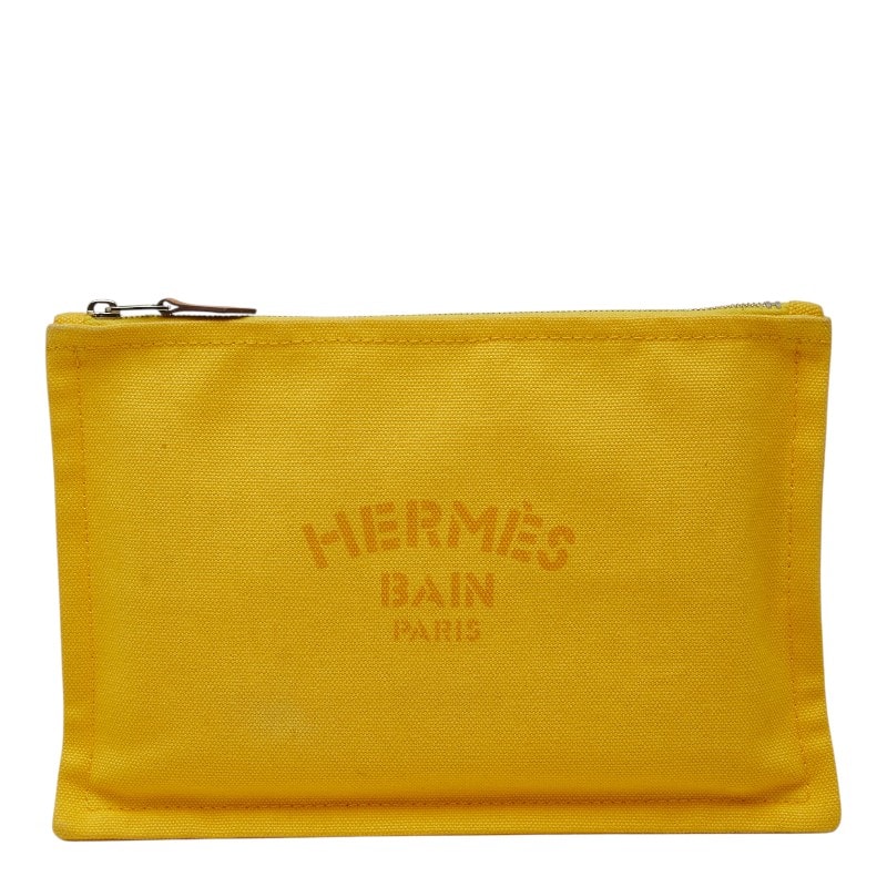 에르메스 요트 PM 파우치 액세서리 케이스 옐로우 코튼 여성 HERMES [중고]