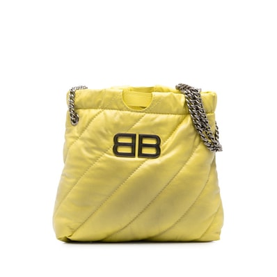 バレンシアガ クラッシュ トートXS チェーン トートバッグ ショルダーバッグ 781796 イエロー レザー レディース BALENCIAGA 中古