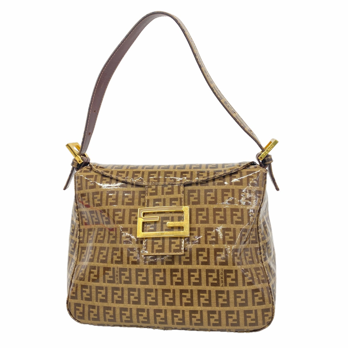 ★最終価格【6he4683】フェンディ ハンドバッグ ズッキーノ コーティングキャンバス ブラウン ゴールド金具【中古】レディース