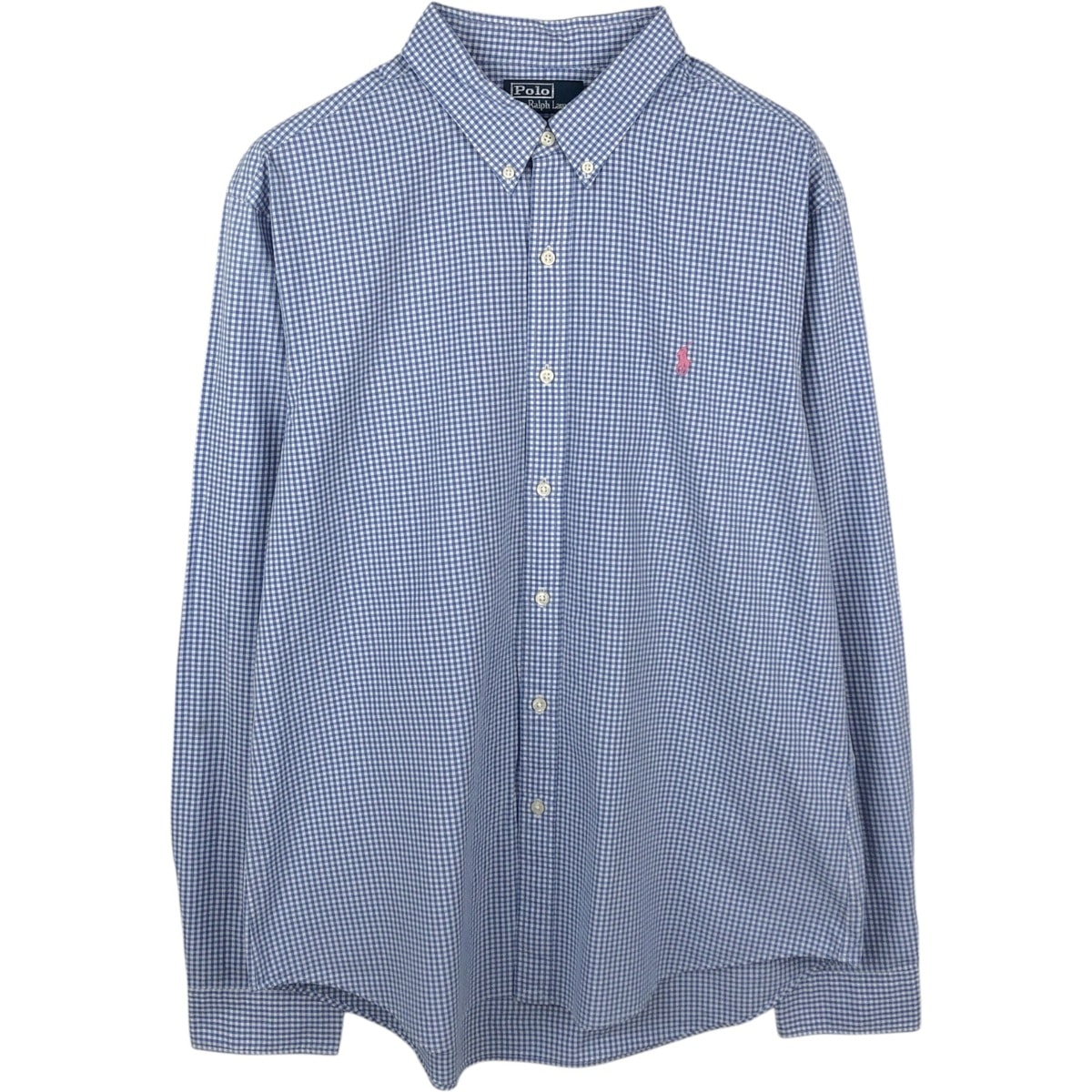 古着 ラルフローレン Ralph Lauren POLO by Ralph Lauren SLIM FIT ギンガムチェック 長袖 ボタンダウンチェックシャツ メンズXL相当/eaa666318