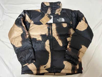 Supreme x The North Face Bleached Denim Print Nuptse Jacket "Black"
