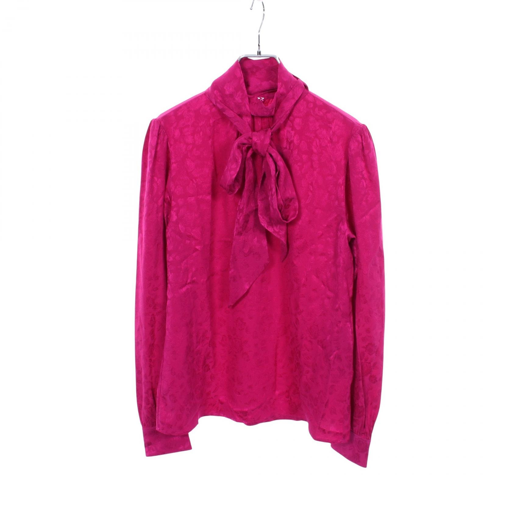 サンローランパリ SAINT LAURENT PARIS ハイネック 花柄 ブラウス 衣料品 トップス シルク レディース ピンク系 【中古】