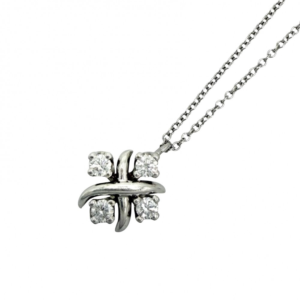 TIFFANY&Co. ティファニー ネックレス ジャンシュランバージェ Sixteen Stone クロスステッチ アクセサリー ジュエリー Pt950プラチナ    ダイヤモンド0.21ct 60022675 レディース 約4.4g【中古品】