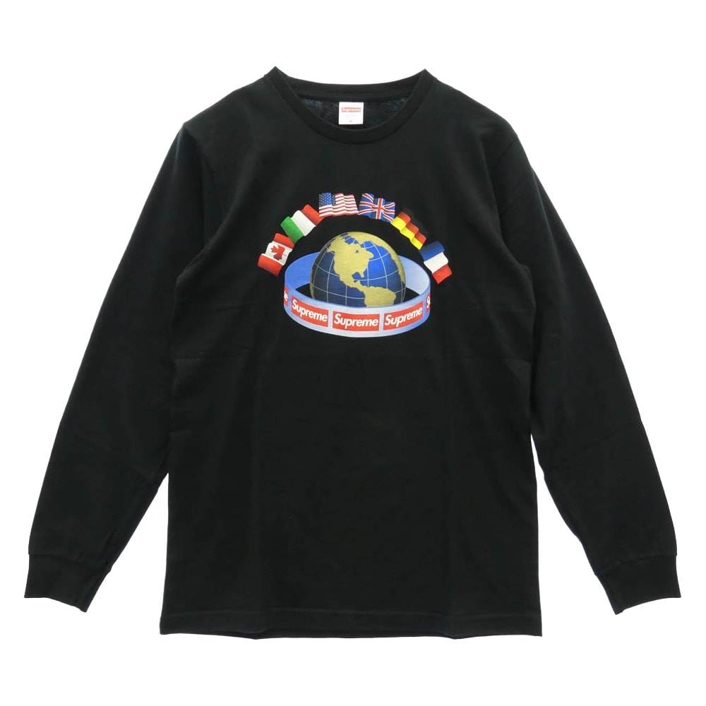 Supreme シュプリーム 15AW Worldwide L/S Tee ワールド ワイド ロングスリーブカットソー ロンT ブラック系 M【極上美品】【中古】