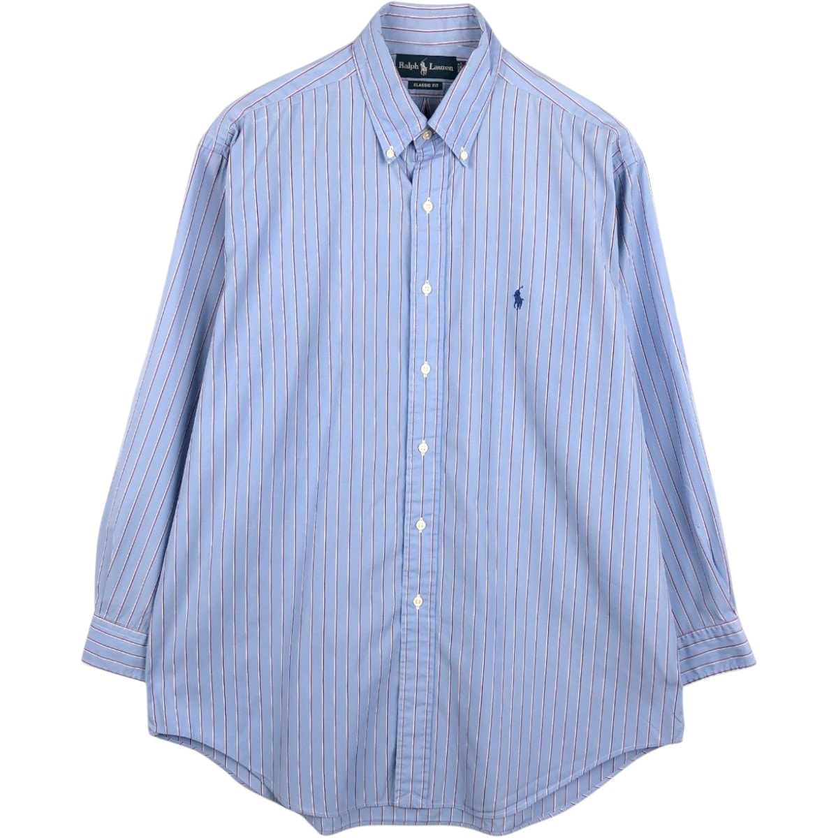古着 ラルフローレン Ralph Lauren CLASSIC FIT マルチストライプ 長袖 ボタンダウンストライプシャツ インドネシア製 メンズXL相当/eaa676544