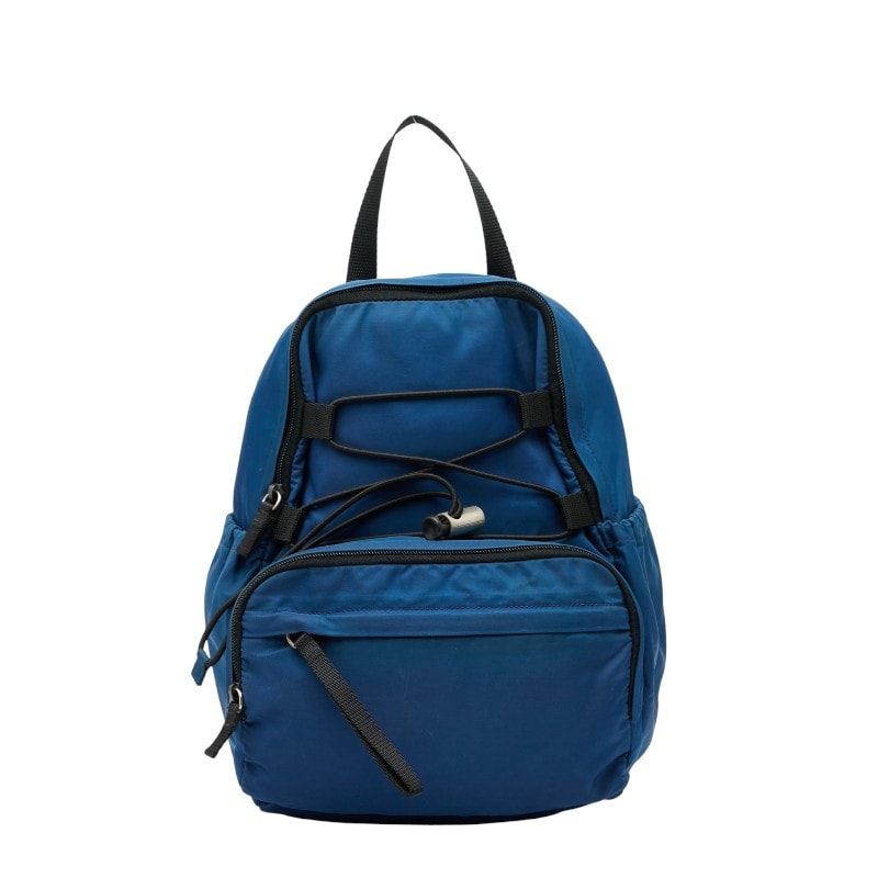 プラダ リュックサック リュック バックパック V418 ブルー ブラック ナイロン レディース PRADA 【中古】