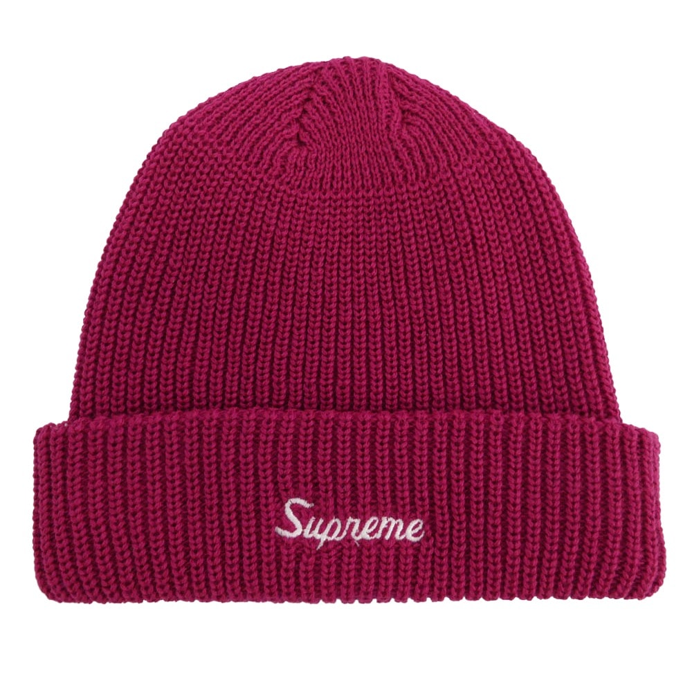 Supreme シュプリーム ワングラム期 Loose Gauge Beanie ロゴ刺繍 ルーズゲージ ビーニー ニットキャップ 帽子 エンジ マゼンタ系【美品】【中古】