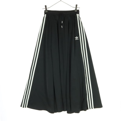 adidas originals アディダス オリジナルス トレフォイルロゴ ロング丈 プリーツスカート S ブラック