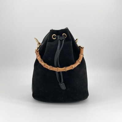 GUCCI(グッチ) バンブーハンドル レザー 2WAY ハンドバッグ ブラック