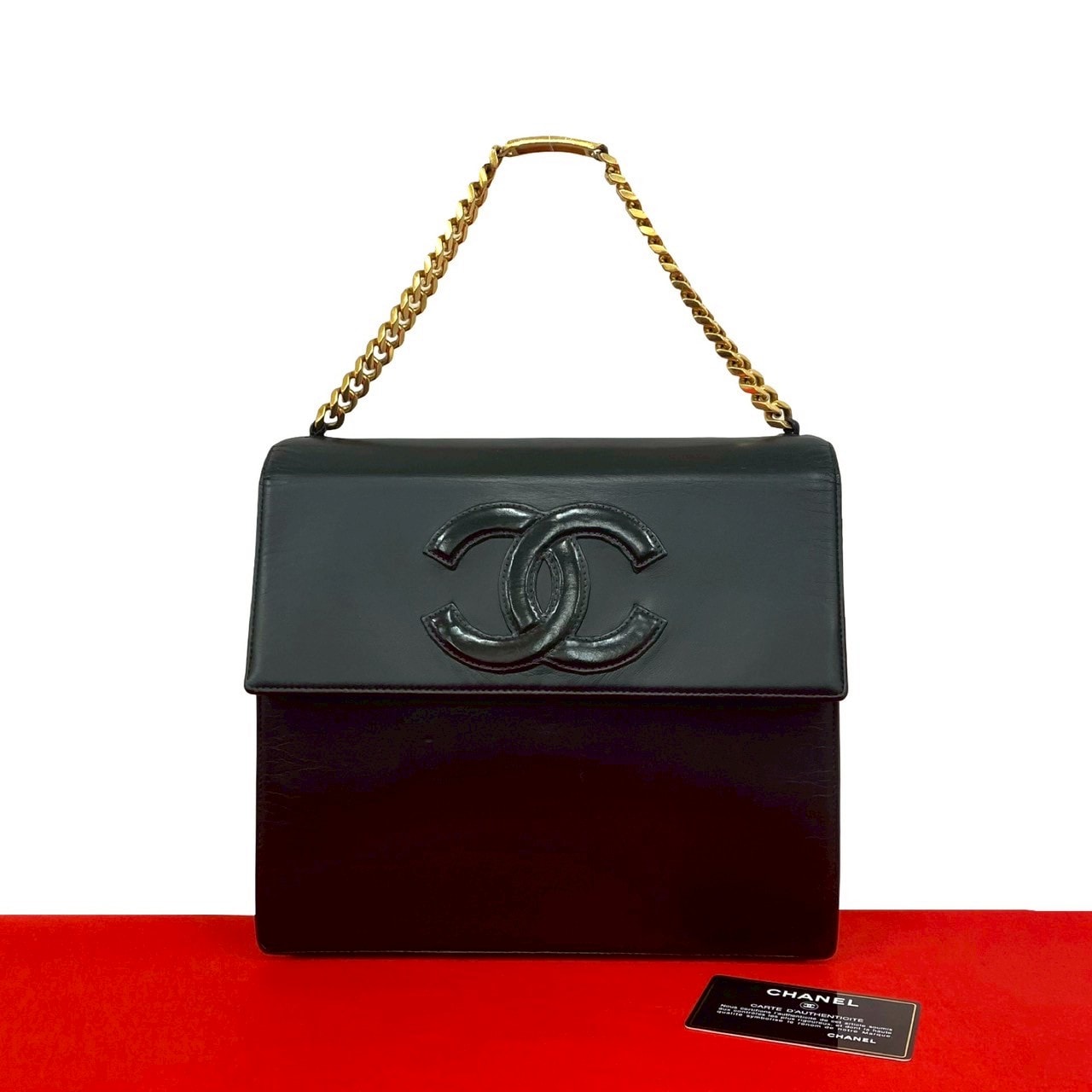 CHANEL シャネル ココマーク ラムスキン ハンドバッグ ブラック
 27703