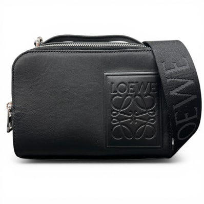 LOEWE 極美品 カメラバッグ 2way ショルダーバッグ ハンドバッグ C565R41X04 カーフ レザー ブラック クロスボディ ポシェット ミニバッグ レディース ユニセックス Aランク 中古 鑑定済 ロエベバッグ