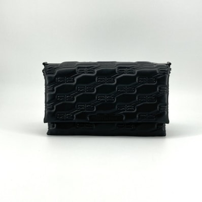 BALENCIAGA(バレンシアガ) トリプレット BBモノグラム レザー チェーンショルダーストラップ 688826 ショルダーバッグ ブラック