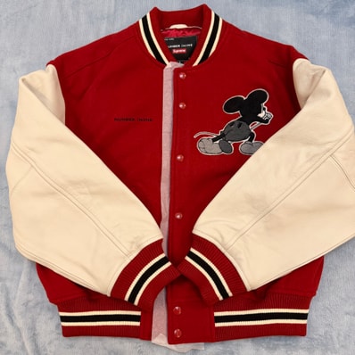 Supreme x Number (N)ine x Mickey Mouse Varsity Jacket "Red"