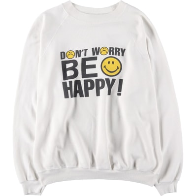 古着 80~90年代 ヘインズ Hanes 青タグ スマイル メッセージプリントスウェットシャツ トレーナー USA製 メンズXL相当 ヴィンテージ/eaa605814