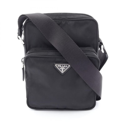 プラダ PRADA トライアングルロゴ ショルダーバッグ バッグ ナイロン レザー レディース ブラック系 【中古】