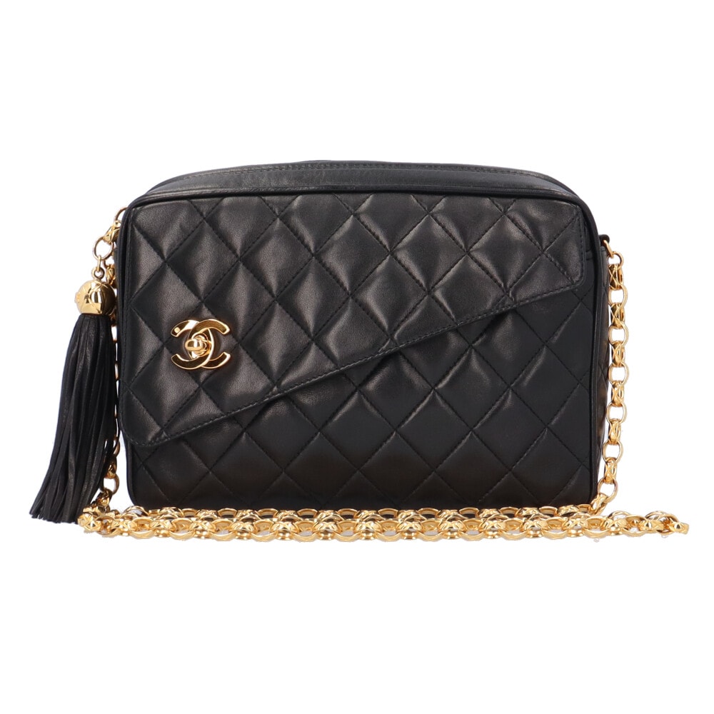 シャネル チェーンショルダー ショルダーバッグ ラムスキン ブラック レディース CHANEL 中古 シャネル